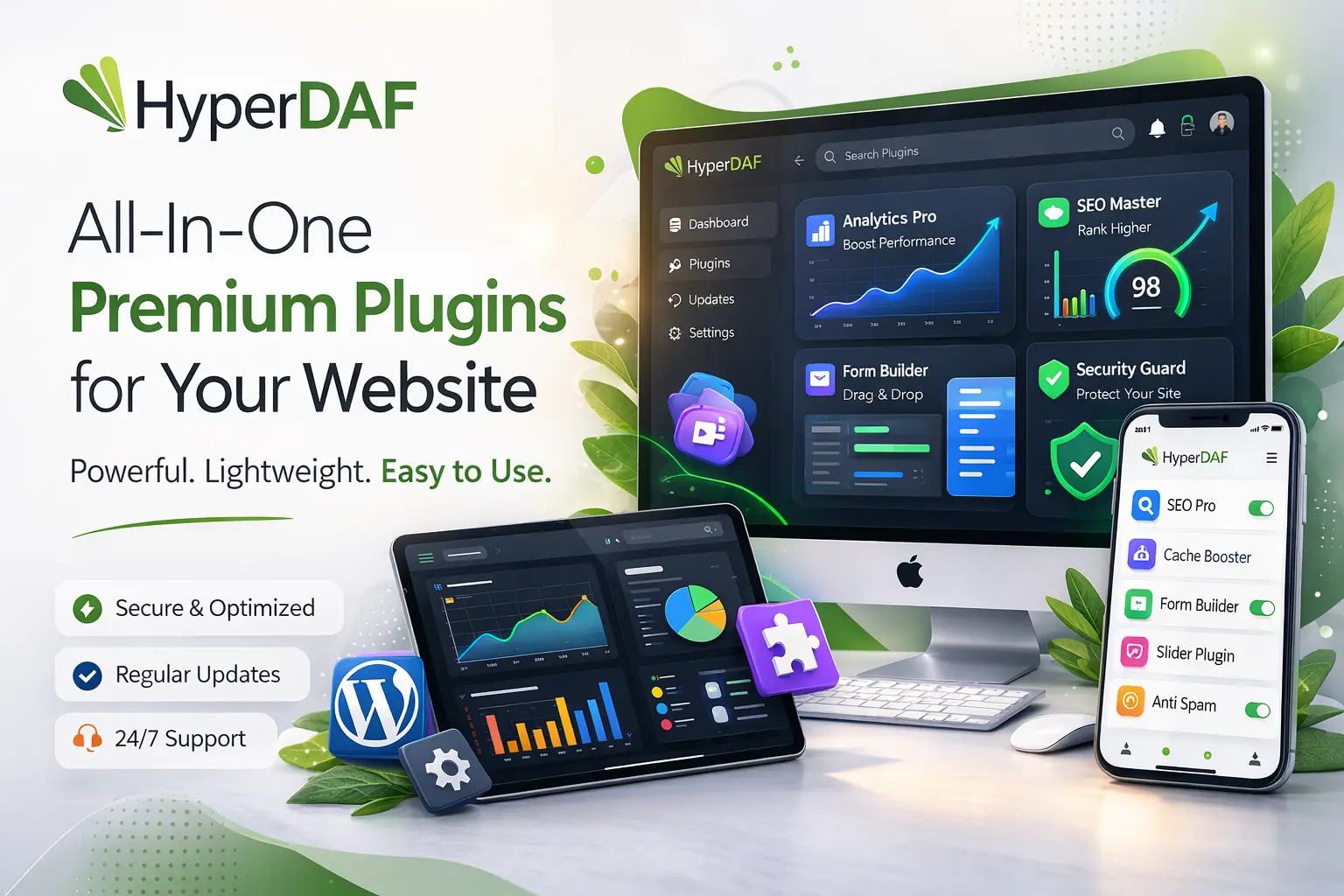 Marketplace hero visual showing a premium website interface on desktop and mobile devices.