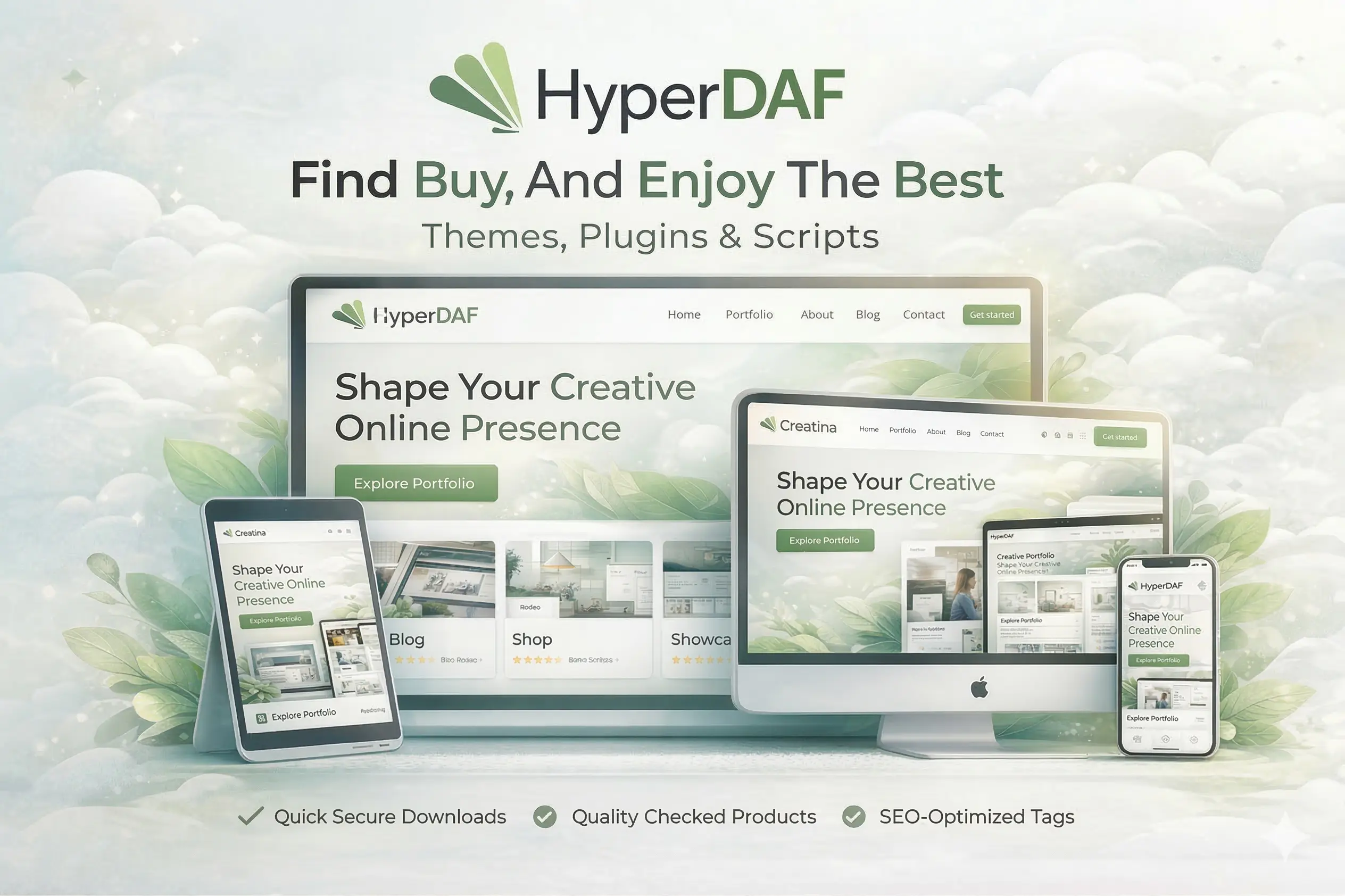 Professional digital product hero visual with clean interface previews and marketplace style artwork.