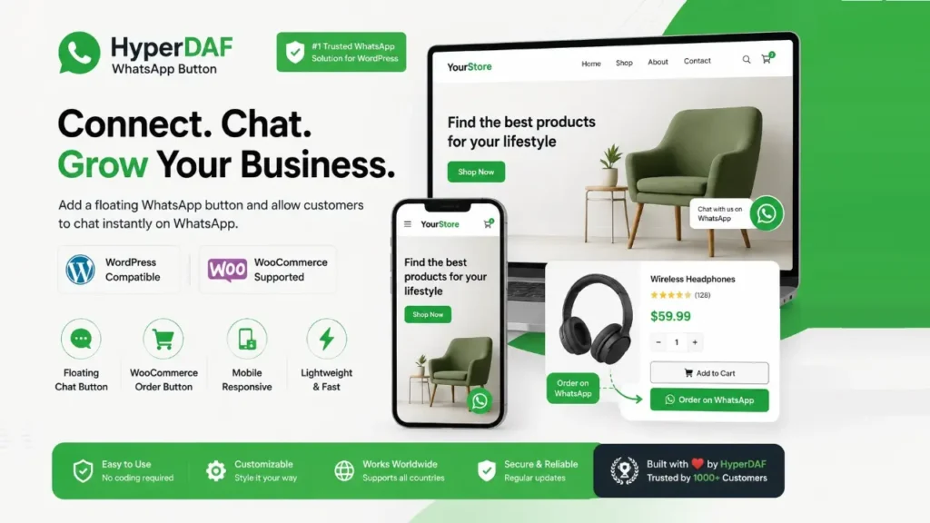 HyperDAF WhatsApp Chat & Order Button for WordPress & WooCommerce