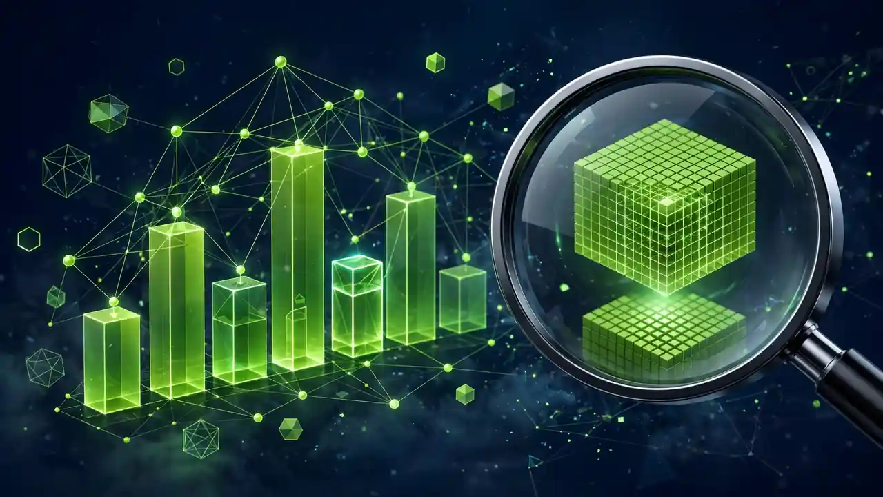 Abstract 3D illustration of three glowing glass spheres holding type glyphs balanced on a scale in green on deep navy, representing limiting font families.