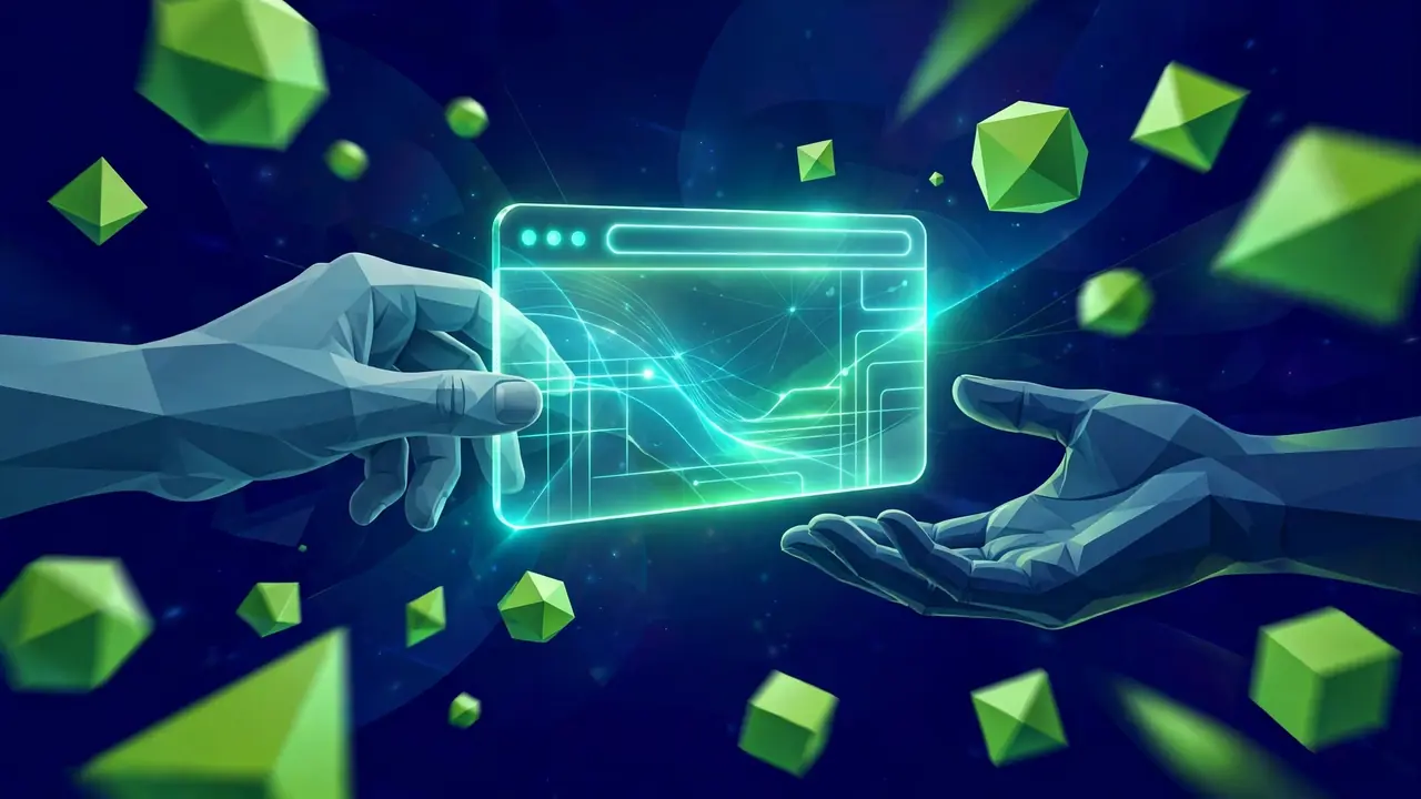 Illustration of handing off a finished WordPress website from agency to client
