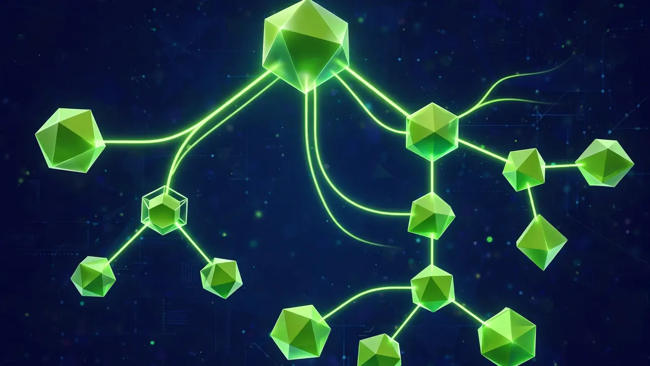 Abstract illustration of a branching menu tree diagram with glowing nodes and connection lines.