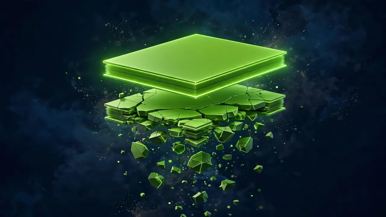 Abstract 3D illustration of a theme folder being copied into a child folder, shown as nested geometric containers in navy and green.