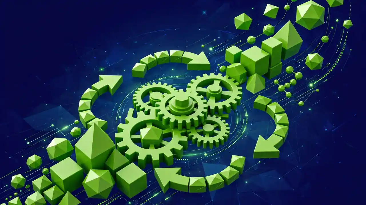 Abstract illustration of a growing sales engine with repeat order cycles