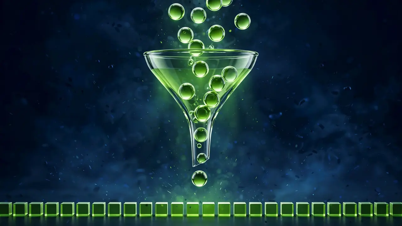 Abstract 3D illustration of a glowing green glass shield with a bright checkmark formed by light, representing ongoing monitoring of image sizes.