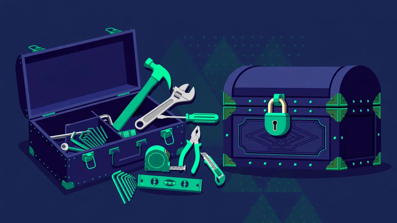 free vs premium WordPress plugins: illustration of toolbox with gears and wrench