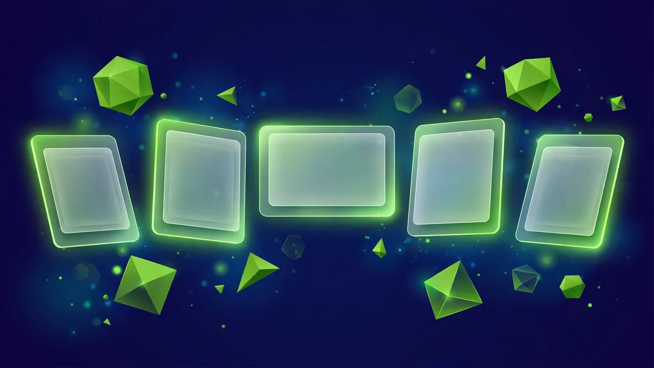 Abstract illustration of testimonial quote cards floating in a gentle row with soft glowing edges.