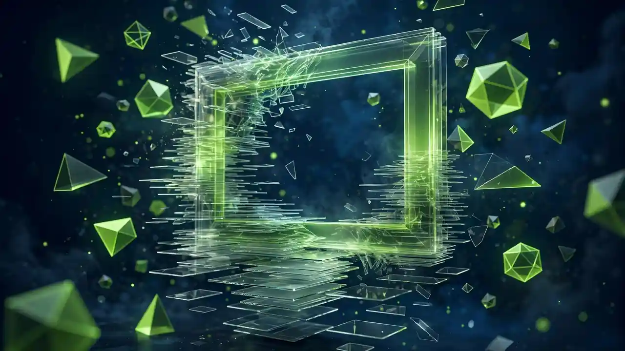 Abstract 3D illustration comparing a dense solid green sphere with a light hollow wireframe sphere, representing lossy versus lossless image compression.