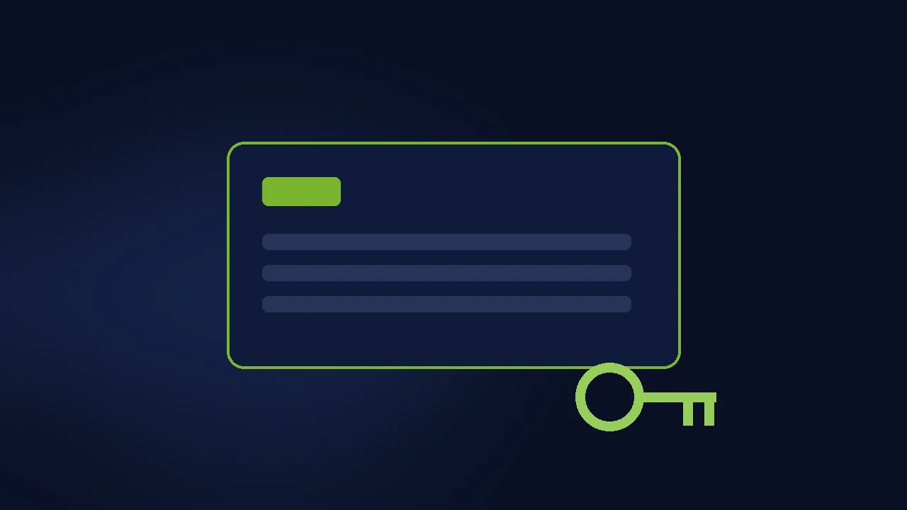 Abstract illustration of a hexagonal security shield with a green padlock on navy.