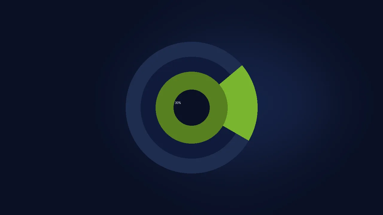 Abstract illustration of three connected checkout steps, cart, pay and done, in green on a dark navy background.