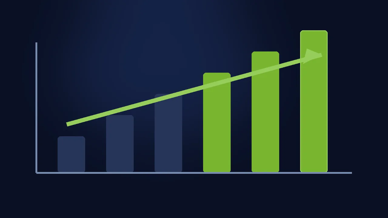 Abstract illustration of an email recovery cycle with envelope icons on deep navy.