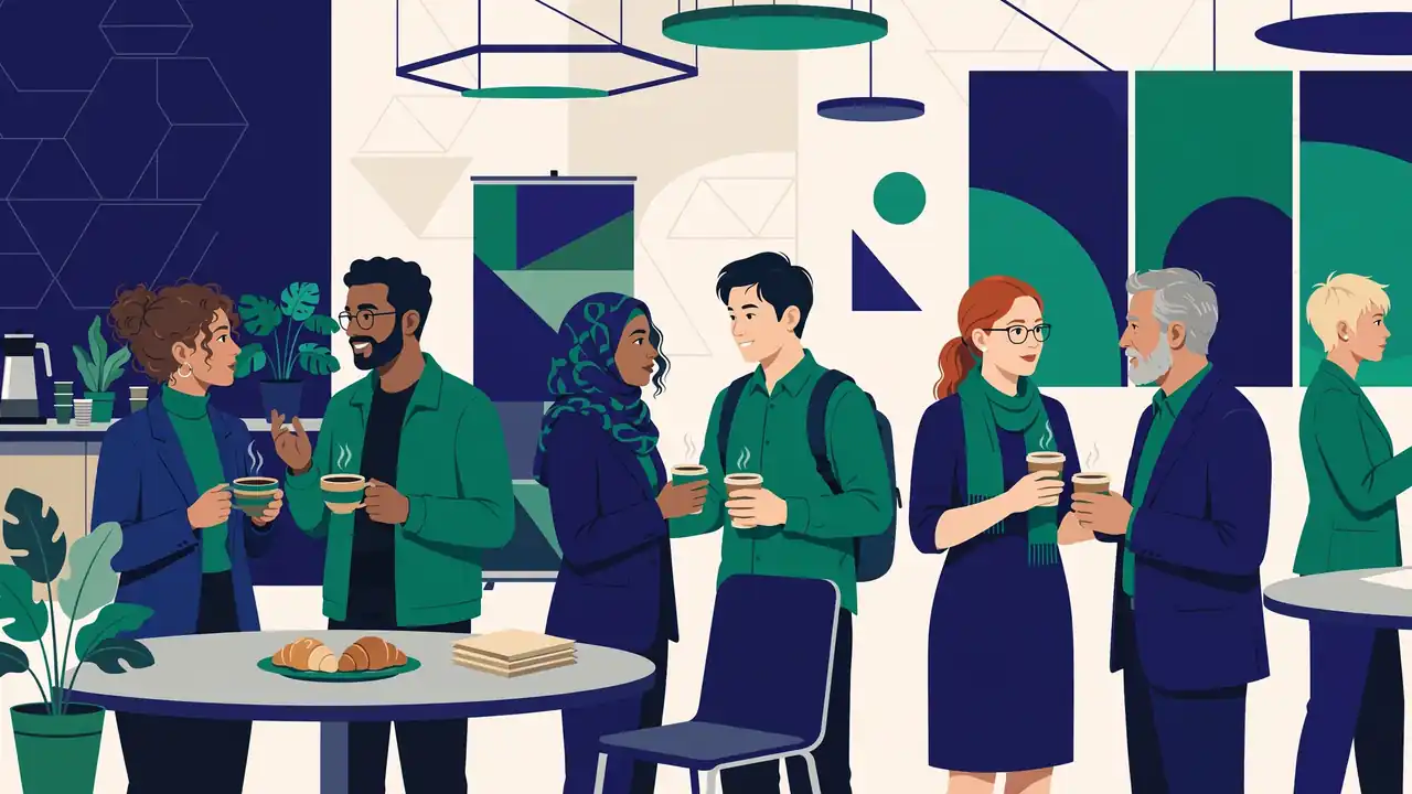 WordCamps explained: illustration of attendees networking at a conference