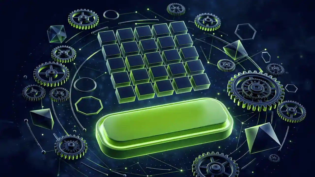 Abstract 3D illustration of broken geometric pieces being reconnected under a magnifying glass in green on deep navy, representing fixing the WordPress Customizer when it will not load.