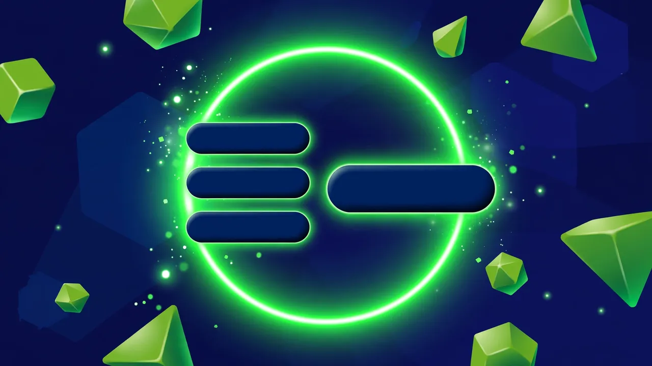 Abstract illustration of a glowing green focus ring around a website button and menu items, representing visible keyboard focus, on a deep navy background with green shapes.