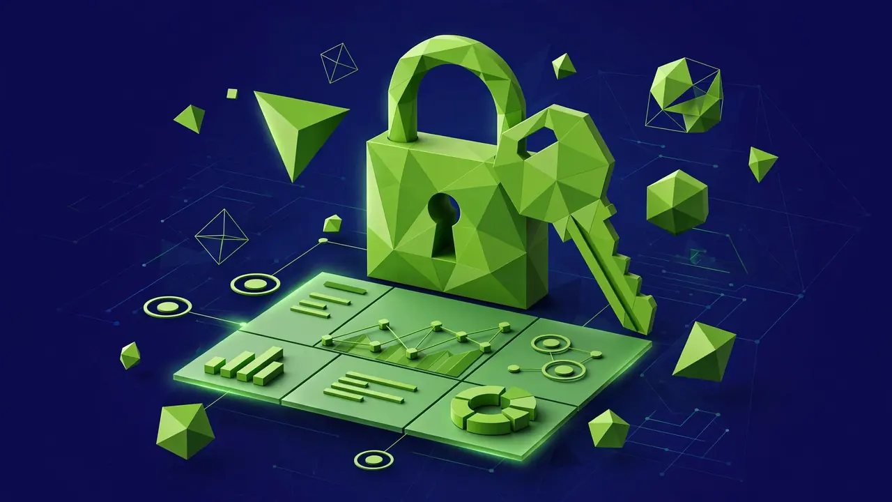 Abstract illustration of a firewall wall blocking waves of robotic attack bots, defense concept